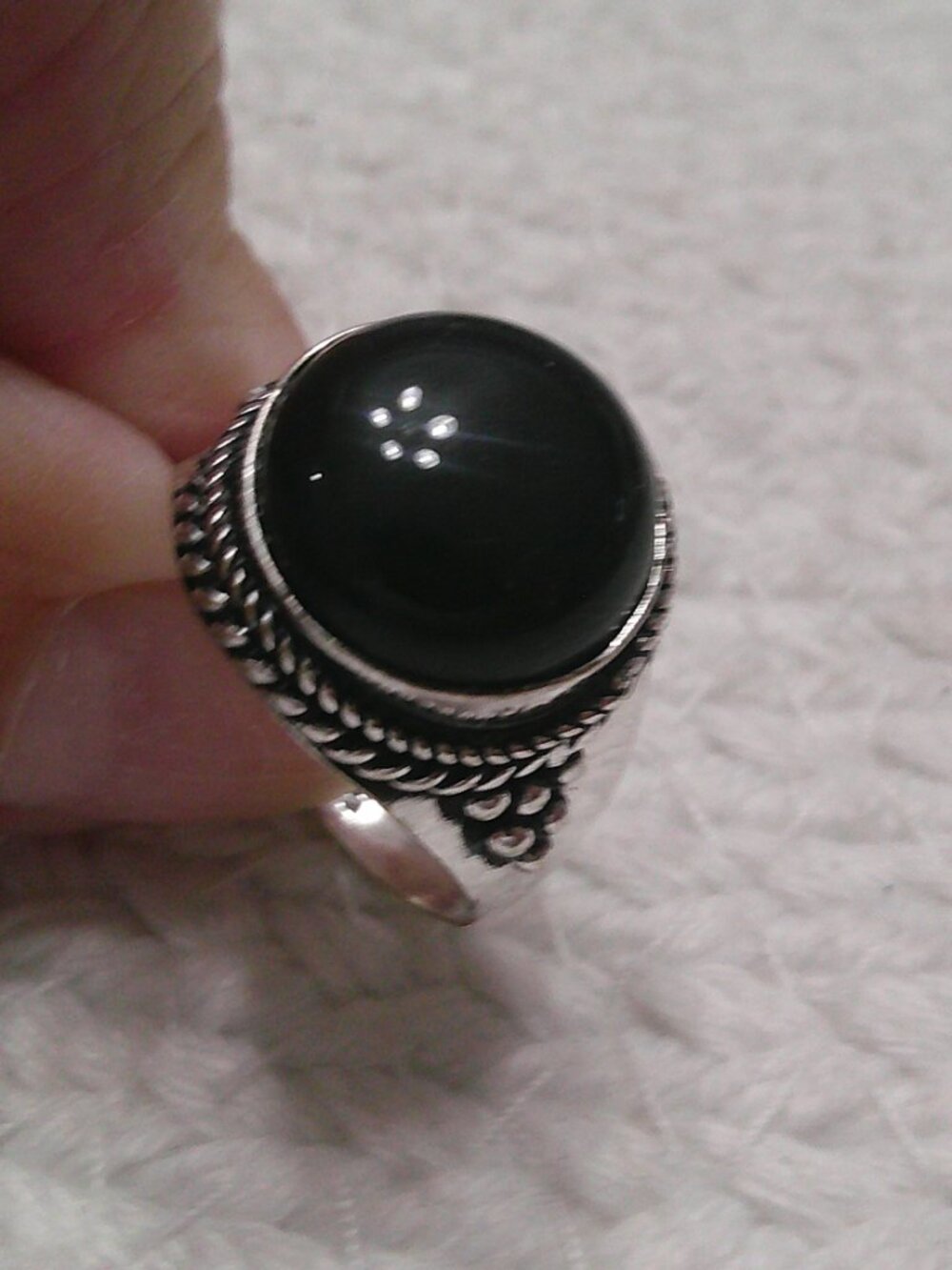 Stunning BLACK ONYX Handmade Sterling 925 Ring Size 10.75 #59F - Picture 2 of 3